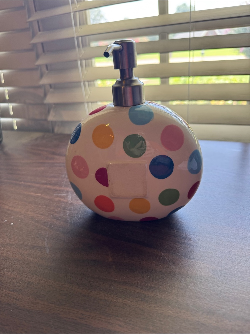 Happy Everything Ceramic Polka Dot Soap Dispenser - Multi